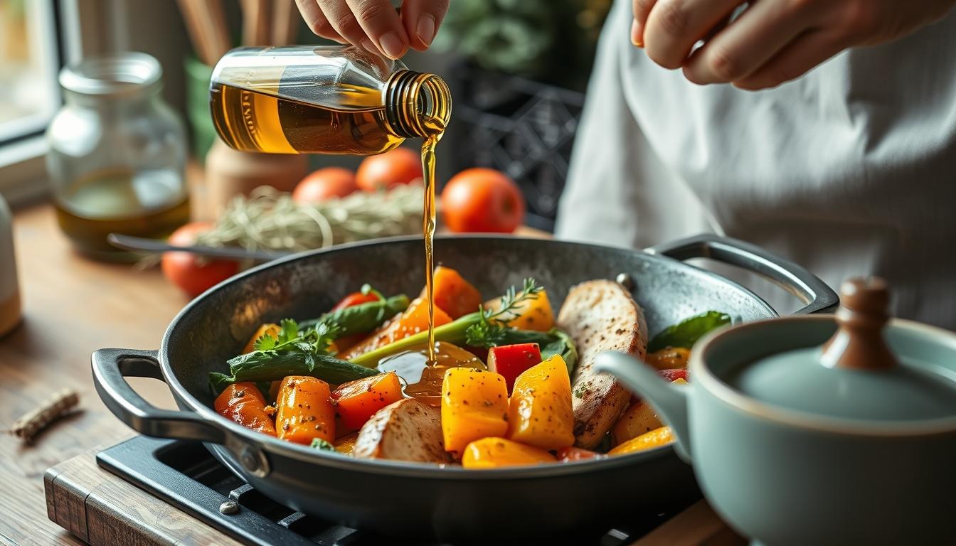 Measured baking ingredients prepared on a counter